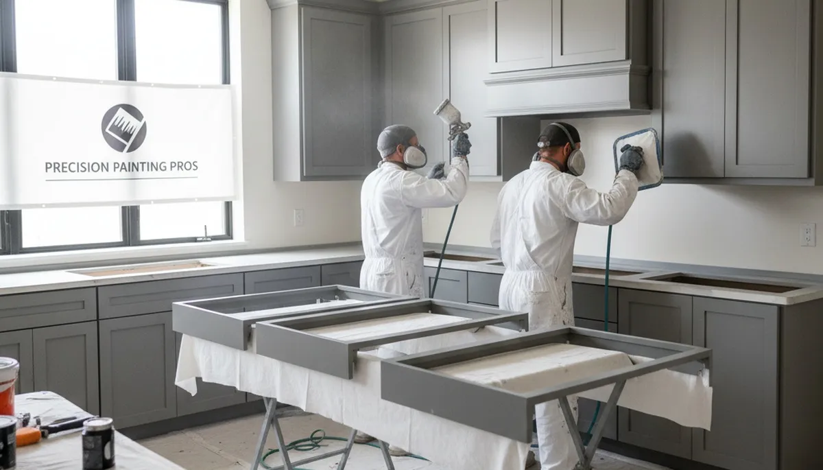 Seattle, WA cabinet painting services by Seattle Paint Pros for durable kitchen cabinet refinishing