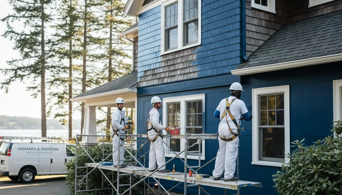 Seattle, WA painters preparing a residential exterior for professional painting services