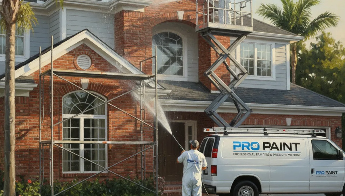 Pressure washing service in Seattle, WA removing moss and grime from a home exterior